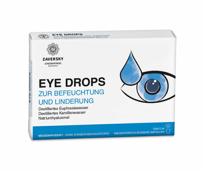 Zaversky Eye Drops Augentropfen zur Befeuchtung und Linderung, Faltschachtel mit 10 wiederverschließbaren Ampullen zu je 0,5 ml