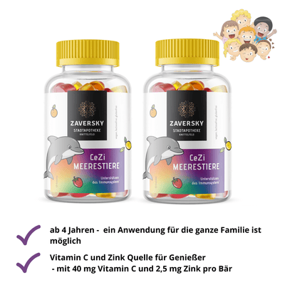 CeZi Meerestiere - Vitamin C + Zink Quelle für Genießer - 2 Flaschen - Nahrungsergänzung - Apotheke Zaversky