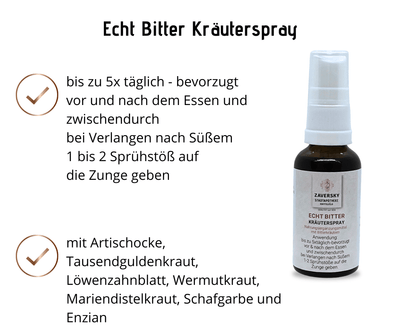 Echt Bitter Kräuterspray - bei Verlangen nach Süßem - Nahrungsergänzung - Apotheke Zaversky
