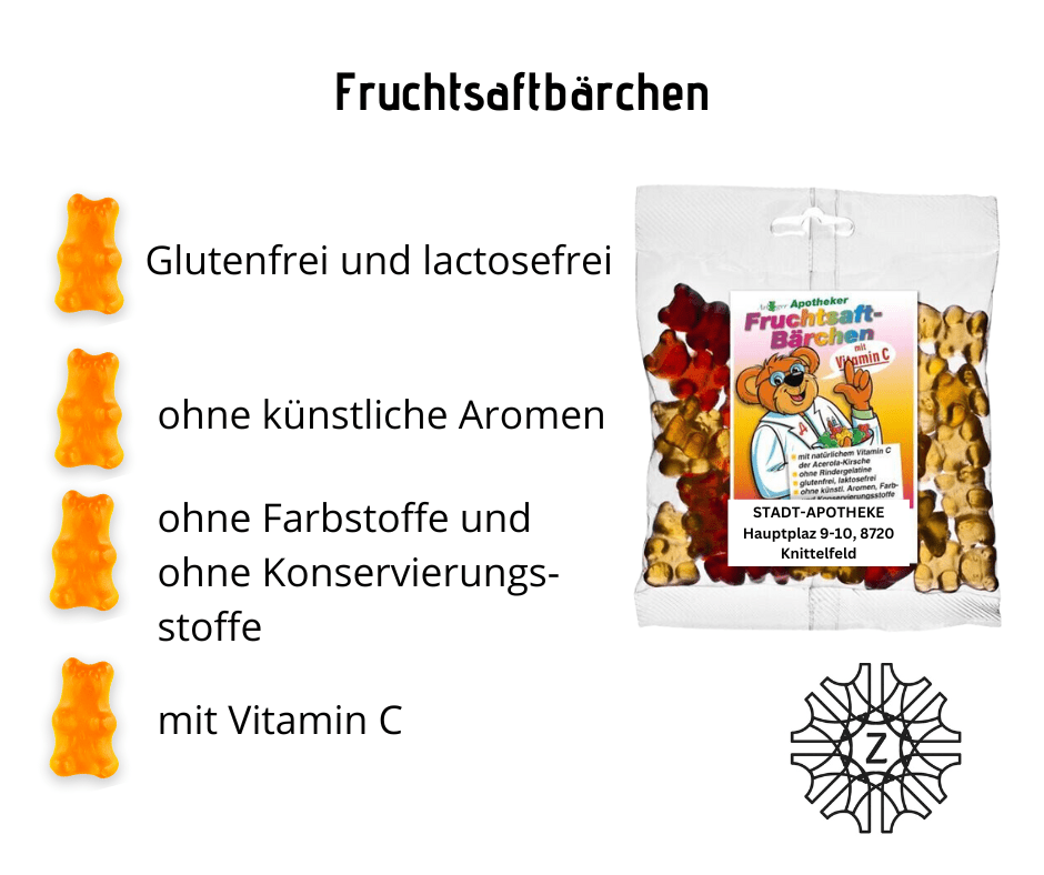 Fruchtsaftbärchen - Nahrungsergänzung - Apotheke Zaversky