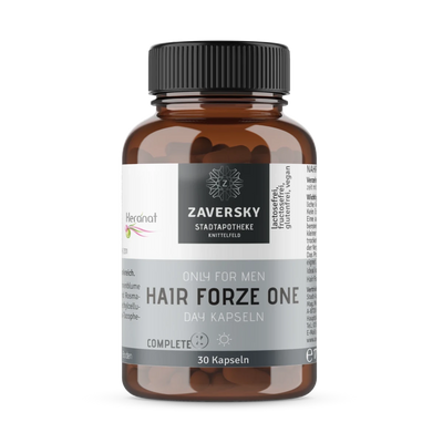 Braunglasflasche Zaversky Hair Forze One Day Kapseln, Only for Men, 30 Kapseln, lactosefrei, glutenfrei, vegan