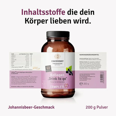 Kollagen "Drink to Go" mit Johannisbeerfruchtpulver - Nahrungsergänzung - Apotheke Zaversky