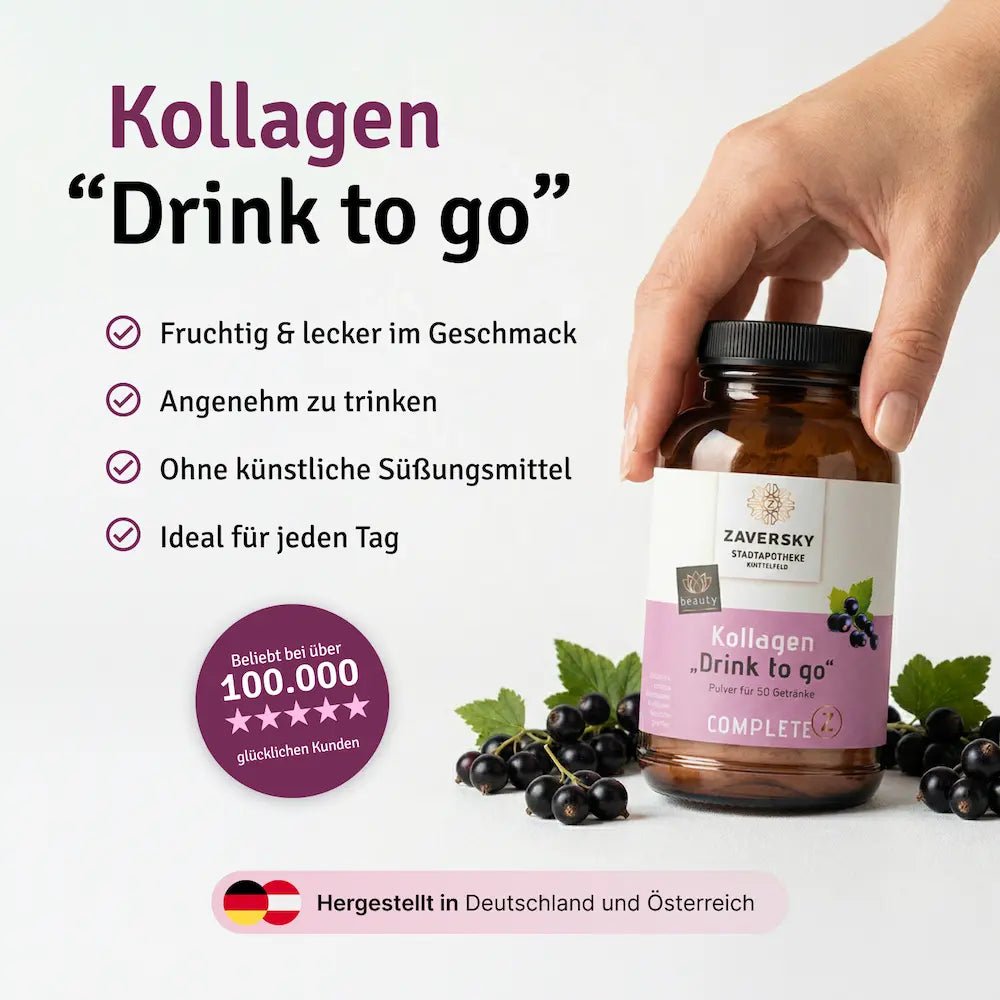 Kollagen "Drink to Go" mit Johannisbeerfruchtpulver - Nahrungsergänzung - Apotheke Zaversky