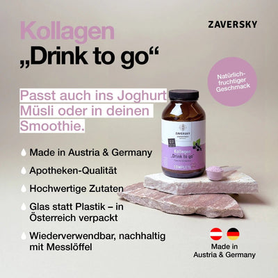 Kollagen "Drink to Go" mit Johannisbeerfruchtpulver - Nahrungsergänzung - Apotheke Zaversky