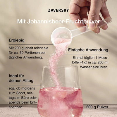 Kollagen "Drink to Go" mit Johannisbeerfruchtpulver - Nahrungsergänzung - Apotheke Zaversky