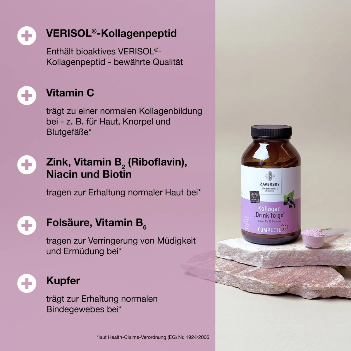 Kollagen "Drink to Go" mit Johannisbeerfruchtpulver - Nahrungsergänzung - Apotheke Zaversky