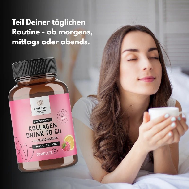 Kollagen Drink to Go "Sommer Edition" Himbeere - Zitrone mit Hyaluronsäure (50 Portionen) - Nahrungsergänzung - Apotheke Zaversky