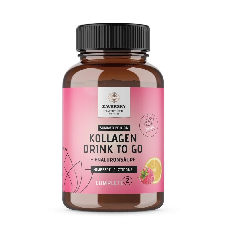 Kollagen Drink to Go "Sommer Edition" Himbeere - Zitrone mit Hyaluronsäure (50 Portionen) - Nahrungsergänzung - Apotheke Zaversky