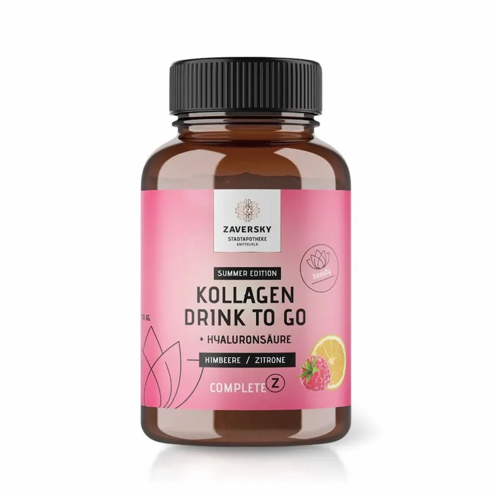 Kollagen Drink to Go "Sommer Edition" Himbeere - Zitrone mit Hyaluronsäure (50 Portionen) - Nahrungsergänzung - Apotheke Zaversky