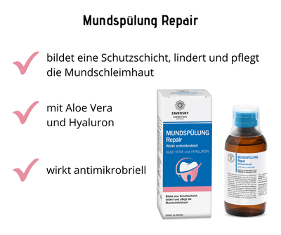 Mundspülung Repair - Aloe Vera und Hyaluron - bildet eine Schutzschicht - Hausapotheke - Apotheke Zaversky