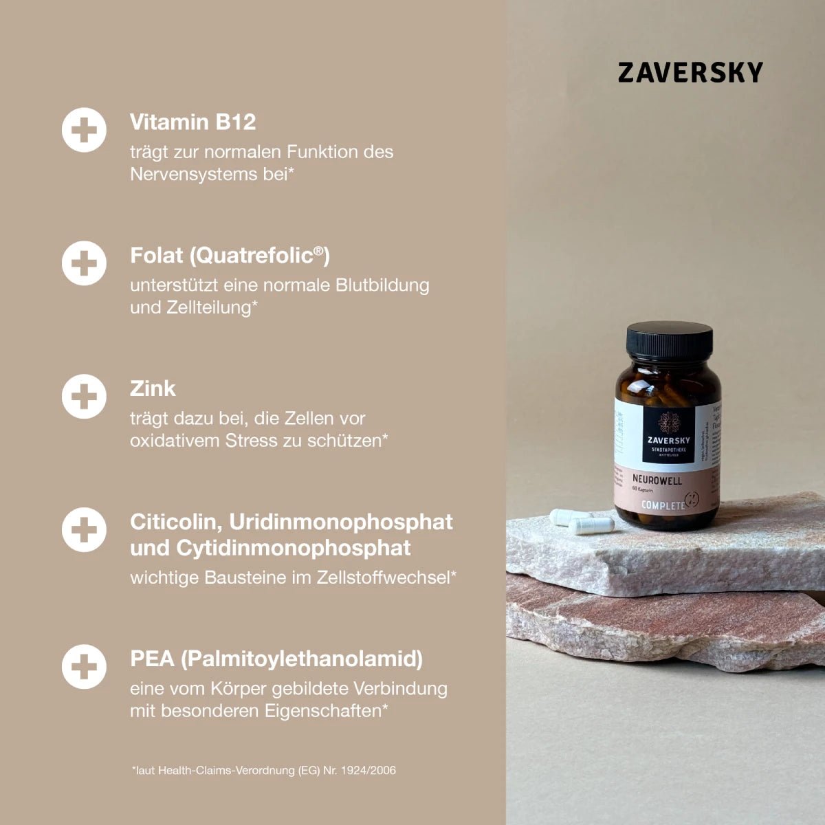 Neurowell Kapseln - der Nerven - Komplex mit PEA & Vitamin B12 - Nahrungsergänzung - Apotheke Zaversky