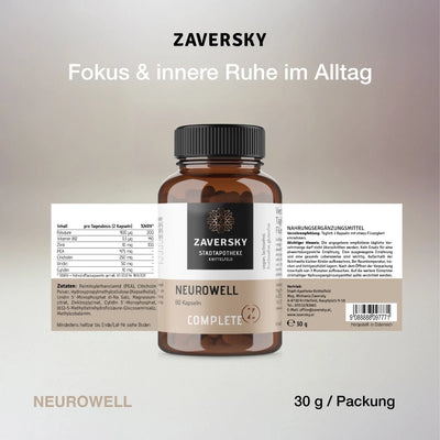Neurowell Kapseln - der Nerven - Komplex mit PEA & Vitamin B12 - Nahrungsergänzung - Apotheke Zaversky