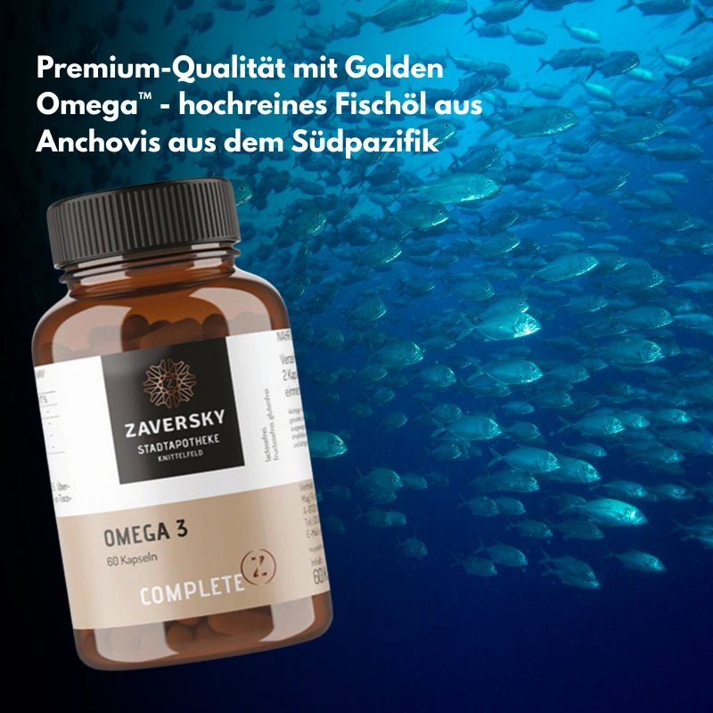 Omega 3 - 60 Kapseln - 2000mg Premium Fischöl pro Tagesdosis mit DHA und EPA - Nahrungsergänzung - Apotheke Zaversky