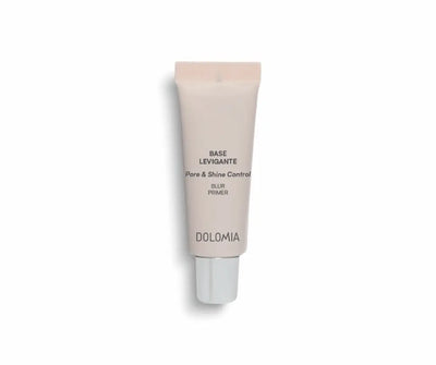 Dolomia Base Levigante Pore & Shine Control Blur Primer in rosafarbener Tube mit silbernem Verschluss, Vorderansicht