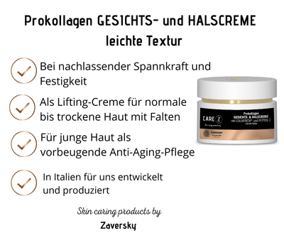 Prokollagen GESICHTS - und HALSCREME mit einem straffenden Peptid CareZ - Kosmetika - Apotheke Zaversky