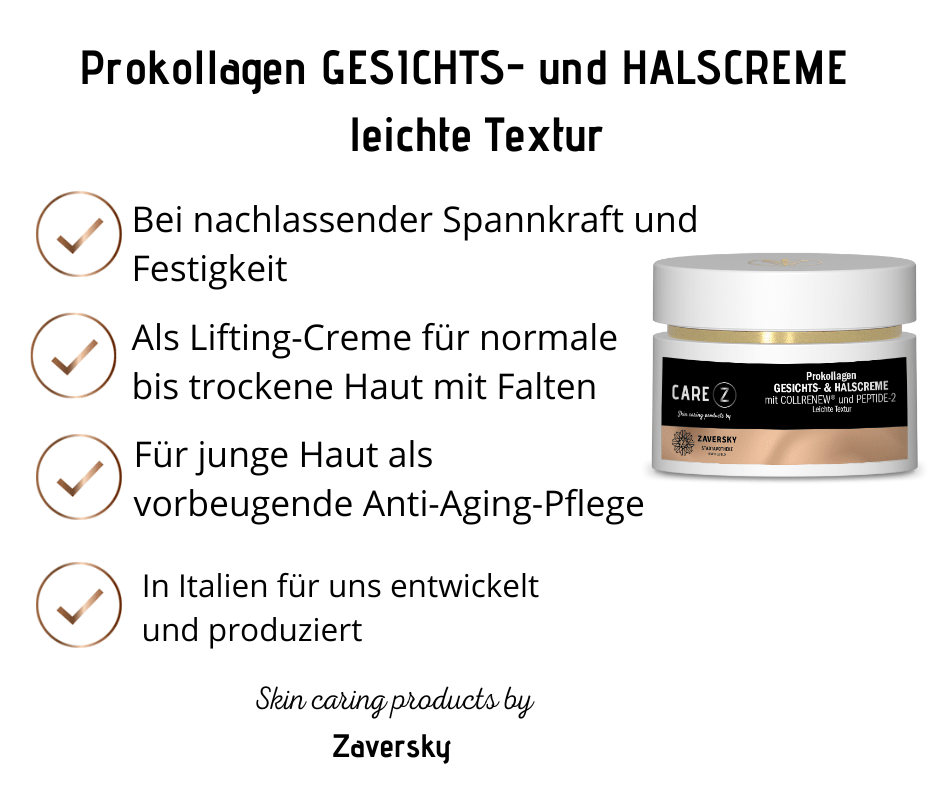 Prokollagen GESICHTS - und HALSCREME mit einem straffenden Peptid CareZ - Kosmetika - Apotheke Zaversky