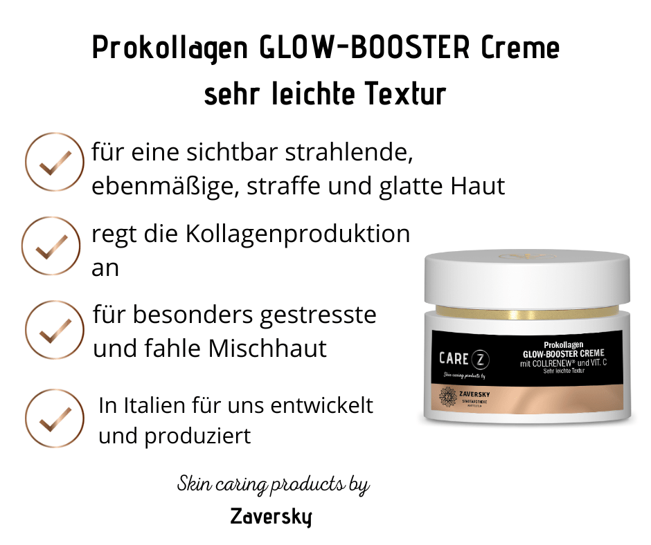 Prokollagen GLOW - BOOSTER Creme - schenkt Leuchtkraft sehr leichte Textur CareZ - Kosmetika - Apotheke Zaversky