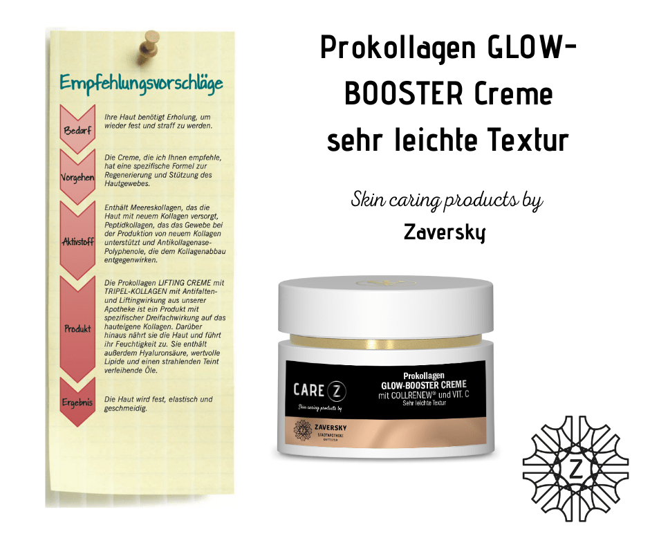 Prokollagen GLOW - BOOSTER Creme - schenkt Leuchtkraft sehr leichte Textur CareZ - Kosmetika - Apotheke Zaversky
