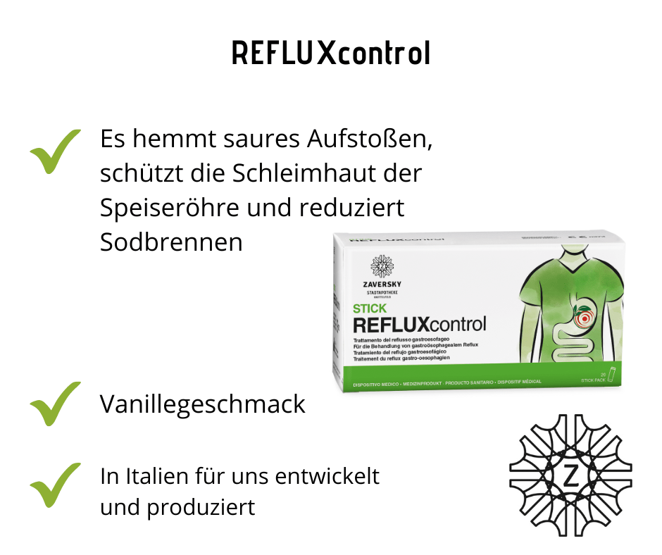 REFLUXcontrol Sticks - zur oralen Anwendung von Reflux und Sodbrennen, Medizinprodukt - Nahrungsergänzung - Apotheke Zaversky