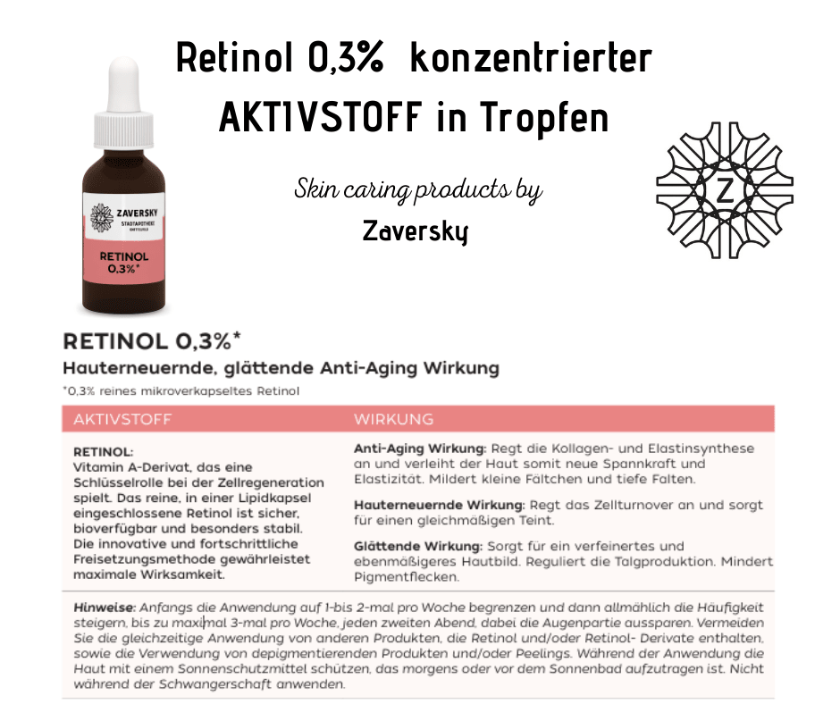 Retinol 0,3% hoch konzentrierter AKTIVSTOFF in Tropfen CareZ - Kosmetika - Apotheke Zaversky