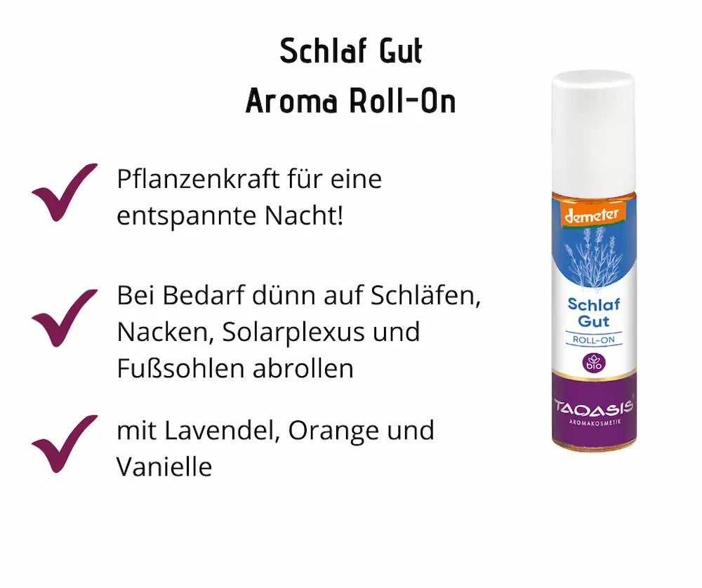 Taoasis Schlaf Gut Aroma Roll-On in Demeter-Qualität mit Lavendel, Orange und Vanille für eine entspannte Nacht

