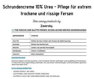 Schrundencreme 10% Urea - für extrem trockene und rissige Fersen - Kosmetika - Apotheke Zaversky