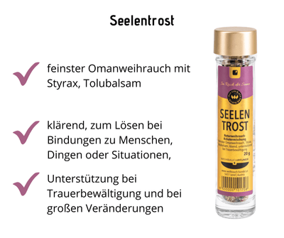Seelentrost - Omanweihrauch und Kräutern - lösend, unterstützend bei Trauerbewältigung - Hausapotheke - Apotheke Zaversky