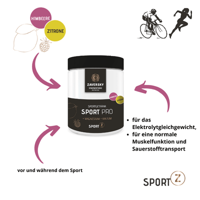 Sport Pro - Himbeer/Zitrone Sportgetränk - Rundumversorgung für ihre Leistung beim Sport - 1 Packung - Nahrungsergänzung - Apotheke Zaversky