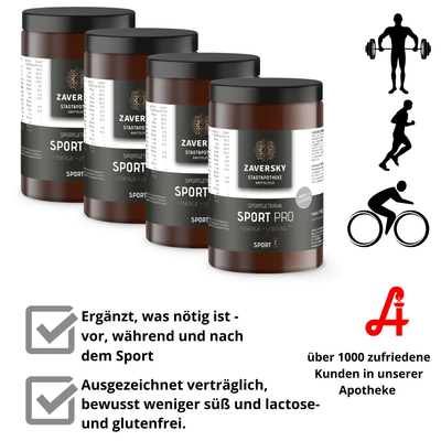 Sport Pro Sportgetränk für Energie** und Leistung*** - 4 Packungen - Nahrungsergänzung - Apotheke Zaversky