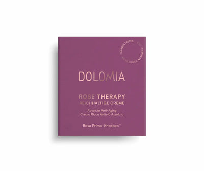 Lila Faltschachtel Dolomia Rose Therapy reichhaltige Creme, Absolute Anti-Aging mit Rosa Prima-Knospen, Vorderansicht