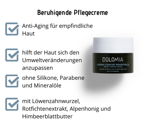 Beruhigende Pflegecreme Dolomia - Anti Aging für empfindliche Haut