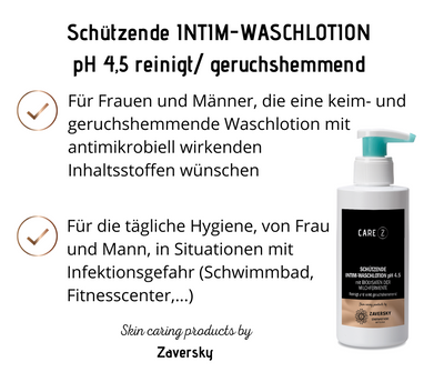 Schützende INTIM-WASCHLOTION pH 4,5 reinigt/ geruchshemmend CareZ bei Apotheke Zaversky