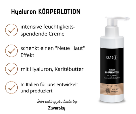 Hyaluron KÖRPERLOTION mit Lactobion - Hauterneuernd, Reichhaltige Textur CareZ