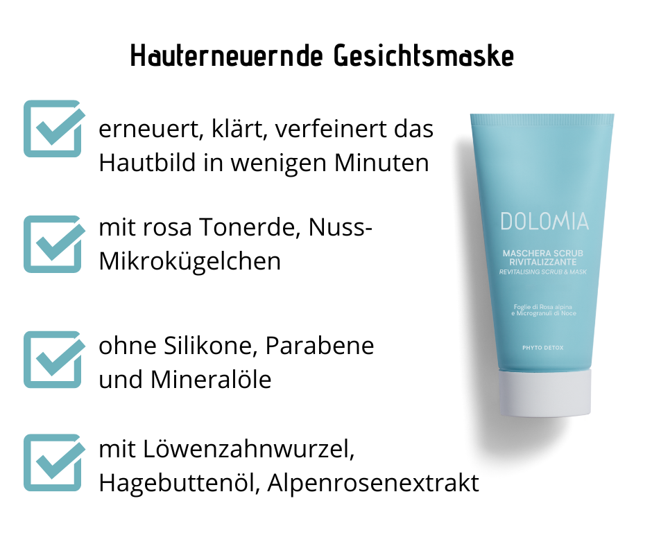 Hauterneuernde Gesichtsmaske Dolomia - erneuert, klärt, verfeinert in wenigen Minuten