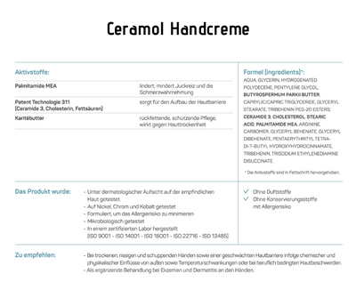 Handcreme - Ceramol - Lindernde und regenerierende Handcreme, zieht schnell ein bei Apotheke Zaversky