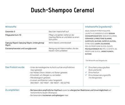 Dusch-Shampoo - Ceramol - Für die sanfte Reinigung von Haut und Kopfhaut bei Apotheke Zaversky