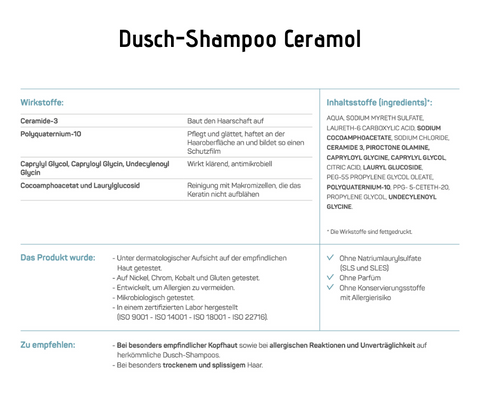 Dusch-Shampoo - Ceramol - Für die sanfte Reinigung von Haut und Kopfhaut