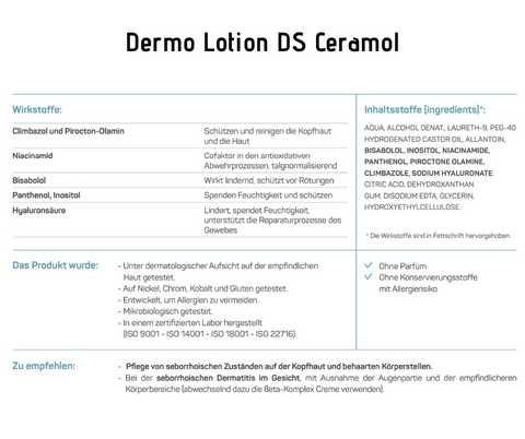 Lotion DS - Ceramol - bei juckender Kopfhaut mit/ohne Schuppen lokal zum Auftragen