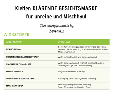 Kletten KLÄRENDE GESICHTSMASKE für unreine und Mischhaut CareZ bei Apotheke Zaversky