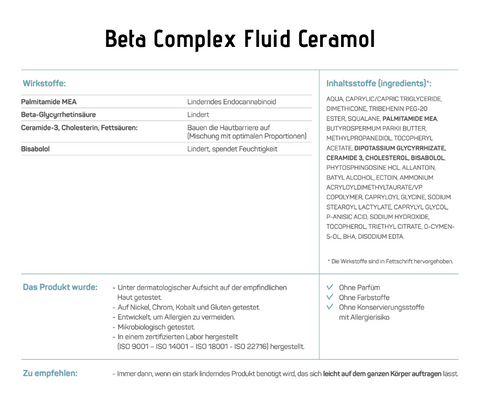 Beta Complex Fluid - Ceramol - Körperpflege die Rötungen, Reizungen und Juckreiz lindert