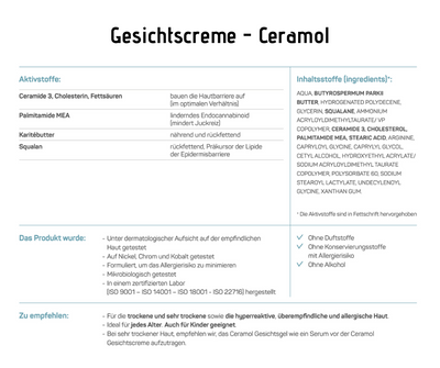 Gesichtscreme - Ceramol - nährende Gesichtscreme für trockene und sehr trockene Haut. bei Apotheke Zaversky