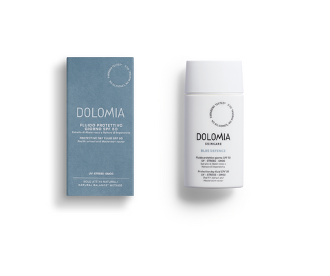 Schützendes Tagesfluid LSF 50 Dolomia - Täglicher Schutz vor UV-Strahlen, Stress und Luftverschmutzung, das den Zeichen der Hautalterung entgegenwirkt, hauchzarte Textur