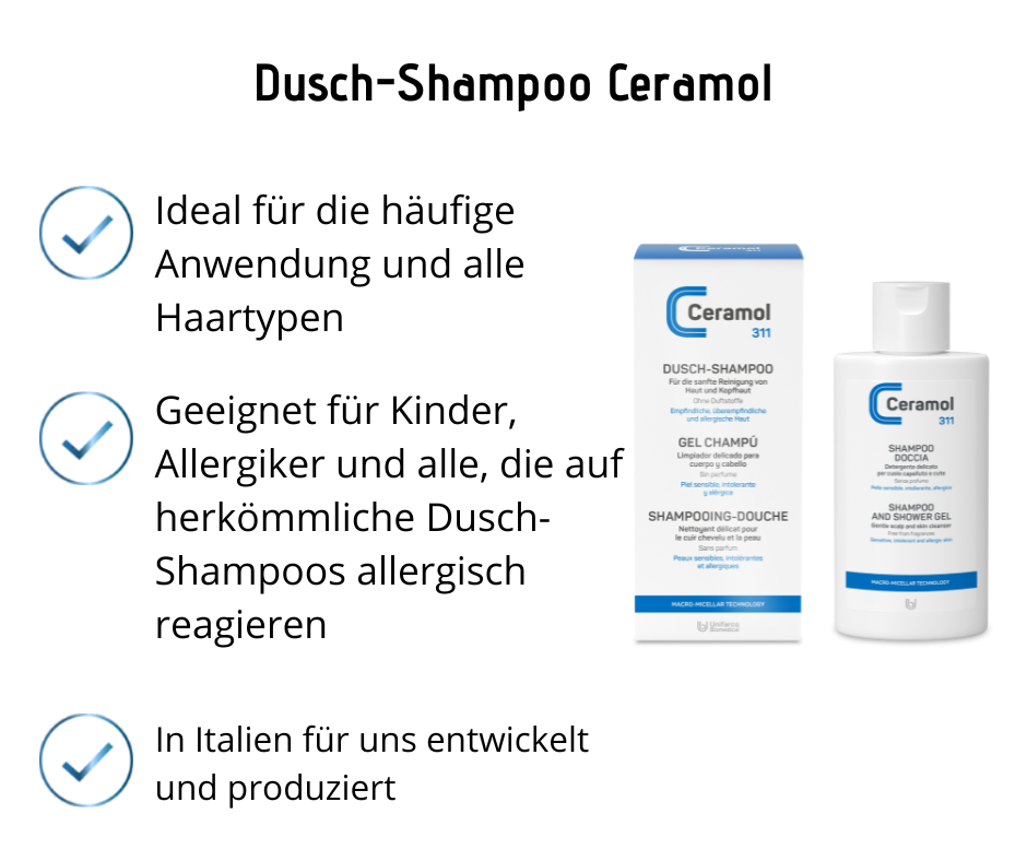 Dusch-Shampoo - Ceramol - Für die sanfte Reinigung von Haut und Kopfhaut bei Apotheke Zaversky