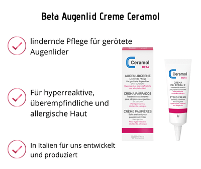 Augenlid Creme Beta - Ceramol - lindernde Pflege für gerötete Augenlider - Kosmetika - Apotheke Zaversky
