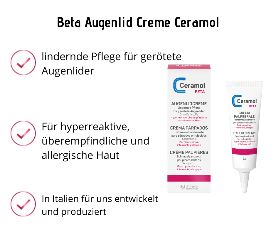 Augenlid Creme Beta - Ceramol - lindernde Pflege für gerötete Augenlider - Kosmetika - Apotheke Zaversky