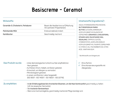 Basiscreme - Ceramol - zieht sehr schnell ein, leichte Textur - Kosmetika - Apotheke Zaversky