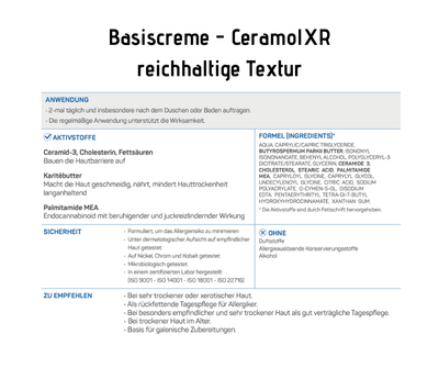 Basiscreme XR - Ceramol - Rückfettende Körpercreme mit einer besonders reichhaltigen Textur - Kosmetika - Apotheke Zaversky