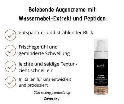 Belebende Augencreme mit Wassernabel - Extrakt und Peptiden CareZ - Kosmetika - Apotheke Zaversky