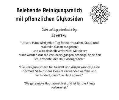 Belebende Reinigungsmilch mit pflanzlichen Glykosiden für Gesicht und Augen CareZ 400ml - 200 ml - Kosmetika - Apotheke Zaversky