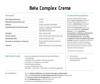 Beta Complex Creme - Ceramol - Behandlung mit entzündungshemmender Wirkung bei Ekzemen/Dermatitis und verschiedenartigen Reizungen und Entzündungen - Kosmetika - Apotheke Zaversky